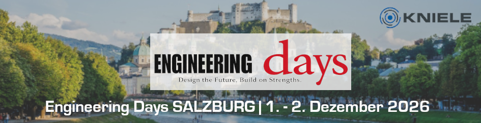 Engineering Days Salzburg, 1.–2. Dezember 2026, Veranstaltungsbanner „Engineering days“ mit Kniele Logo