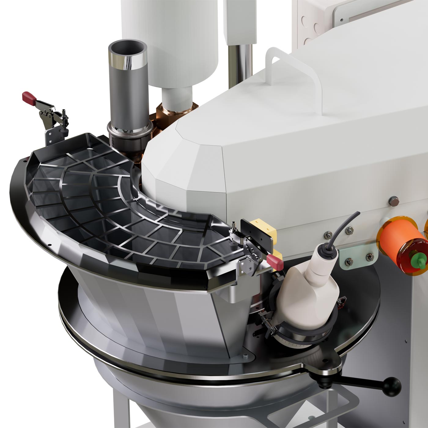 Detailansicht des Konusmischer 5/1 auf Einschütttrichter